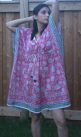 Pink floral short kaftan
